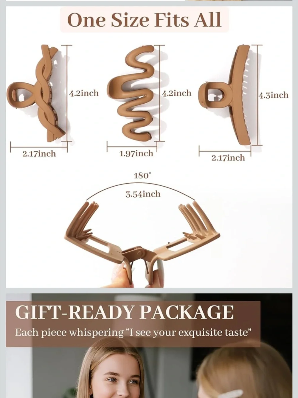 Matte Non-Slip Large Hair Clips 8PCS 4 Beige+4 Khaki Durable Claw Clips new